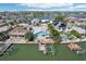 Aerial view of waterfront properties with docks, lush landscaping, and inviting outdoor spaces in a scenic community at 321 Bahia Vista Dr, Indian Rocks Beach, FL 33785