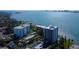 Amazing aerial view of waterfront condos, highlighting the serene bay setting at 80 Rogers St # 2A, Clearwater, FL 33756