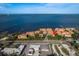 Aerial of bayfront condo complex offers both serene views and easy city access, highlighting great location at 264 Seagate Ct, Dunedin, FL 34698