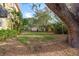 An expansive backyard with mature trees, offering a serene and private outdoor space at 264 Seagate Ct, Dunedin, FL 34698