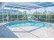 Enclosed pool area boasting a serene waterfall feature, well-manicured landscaping, and ample sunlight at 4228 Presidential Avenue E Cir, Bradenton, FL 34203