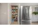 Pantry and refrigerator in kitchen showcasing ample storage and modern appliances at 5080 Locust Ne St # 321, St Petersburg, FL 33703