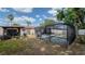 An outdoor pool with a screened-in enclosure providing relaxation in the backyard at 6414 Larmon St, Tampa, FL 33634