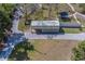 Aerial of shed on lot with street access and private side area at 9802 Eden Ave, Hudson, FL 34667