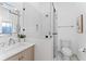 Modern bathroom featuring a glass shower, sleek vanity, and contemporary finishes at 1330 Cherry Ne St, St Petersburg, FL 33701