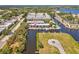 Waterfront condos with private docks provide stunning views of canals, green spaces, and tranquil blue waters under clear skies at 200 Meres Blvd # 26, Tarpon Springs, FL 34689