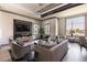 Relaxing lounge area with comfortable seating, large windows, and a modern TV console at 6223 Baywood Ct, Bradenton, FL 34211