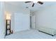 Comfortable bedroom with a ceiling fan, plush carpeting, and ample closet space at 11309 Grand Park Ave, Riverview, FL 33578
