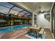 Screened in outdoor pool area with comfortable seating at 13008 Eagles Entry Dr, Odessa, FL 33556