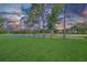 Scenic view of the golf course with lush green grass and a beautiful sunset at 5403 Avenal Dr, Lutz, FL 33558