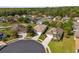 Aerial view showcasing a well-planned community with homes, manicured lawns, and mature trees at 11225 Godwit Ct, New Port Richey, FL 34654
