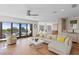 Open concept living room with hardwood floors, light walls and connecting to modern kitchen at 2003 Gulf Way, St Pete Beach, FL 33706