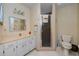 Bathroom featuring vanity, sink, mirror, lighting, toilet, and shower at 2229 Americus W Blvd # 25, Clearwater, FL 33763
