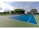 Community tennis courts with blue and green surface and well maintained nets at 2229 Americus W Blvd # 25, Clearwater, FL 33763