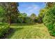 Expansive, well-maintained backyard with mature trees, offering ample space for recreation at 3398 Pinnacle S Ct, Palm Harbor, FL 34684