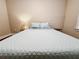 Bedroom with bed with light blue quilted bedspread and two pillows on top at 1515 E 31St Ave, Tampa, FL 33610