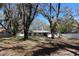 The spacious backyard is framed by mature trees, offering a sense of privacy at 2105 Curry Rd, Lutz, FL 33549