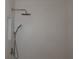 Shower with rain shower head and pebble tile at 2105 Curry Rd, Lutz, FL 33549