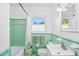 Well-lit bathroom features a sink, toilet, and shower-tub combo with beautiful tiling at 3614 S Lois Ave, Tampa, FL 33629