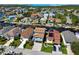 Panoramic aerial shot showcases waterfront community with houses lining a canal and lake at 6241 Bayside Dr, New Port Richey, FL 34652