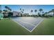 Well-maintained tennis court surrounded by lush palm trees, creating a tropical ambiance at 7700 Sun Island S Dr # 404, South Pasadena, FL 33707