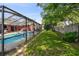 A well-maintained backyard showcasing the pool area and adjacent landscaping at 11467 93Rd St, Largo, FL 33773