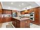 Expansive kitchen featuring an island with dark wood cabinets, stainless steel appliances at 1203 Parrilla De Avila, Tampa, FL 33613