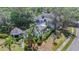 Beautiful gray house with a screened-in pool and patio surrounded by lush landscaping and mature trees at 15702 Richboro Ct, Tampa, FL 33647