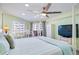 Comfortable bedroom featuring ocean views, a ceiling fan, and ample natural light for a relaxing ambiance at 18400 Gulf Blvd # 1211, Indian Shores, FL 33785