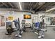 Well-equipped gym area with cardio machines, free weights, and a wall-mounted TV for entertainment at 20 Iris Pl, Oldsmar, FL 34677