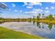 Expansive water view with palm trees and homes across the way at 2632 Tarragona Way, Wesley Chapel, FL 33543