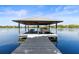 Well-maintained boat dock with seating area, providing a perfect spot to relax and enjoy the waterfront at 3829 Eagleflight Ln, Land O Lakes, FL 34639