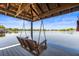 Relaxing dock swing with a picturesque water view, creating a tranquil space for unwinding at 3829 Eagleflight Ln, Land O Lakes, FL 34639