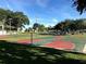 Outdoor basketball court surrounded by lush greenery and mature trees, providing a recreational space at 6357 Spanish Main Dr, Apollo Beach, FL 33572
