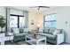 Comfortable living room featuring two couches, a coffee table, and bright windows with coastal decor at 9921 Gulf Blvd, Treasure Island, FL 33706