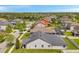 Aerial view showcasing the house, yard, and surrounding neighborhood at 12280 Lyon Pine Ln, Odessa, FL 33556