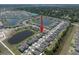 A high angle shows the location of the property near a pond and in a neighborhood with well kept ponds and landscaping at 13227 Great Plains Dr, Riverview, FL 33579