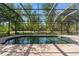Beautiful screened in pool with brick patio and lush green trees in the background at 14319 Morristown Ave, Port Charlotte, FL 33981