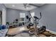 Dedicated exercise room with essential workout equipment and plenty of natural light at 18826 Huckavalle Rd, Odessa, FL 33556