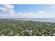 Beautiful aerial view of a neighborhood nestled among lush green trees with a city skyline in the distance at 3131 W Fielder St, Tampa, FL 33611