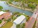 Aerial view of the home with a pool on the canal, showcasing the waterfront lifestyle at 3901 Pompano Se Dr, St Petersburg, FL 33705