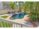 Private backyard pool surrounded by lush landscaping, creating a tropical oasis at 3901 Pompano Se Dr, St Petersburg, FL 33705
