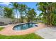 Private pool surrounded by tropical foliage and lounge chairs for relaxation at 3901 Pompano Se Dr, St Petersburg, FL 33705