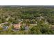 An aerial view of a light blue home surrounded by lush greenery in a suburban neighborhood at 5913 Flatwoods Manor Cir, Lithia, FL 33547