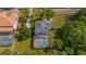 Overhead view shows home's screened pool and beautiful yard surrounded by mature landscaping at 5913 Flatwoods Manor Cir, Lithia, FL 33547