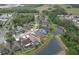 Aerial view of home highlighting yard with pool area and pond views at 6303 Hawk Grove Ct, Wesley Chapel, FL 33545
