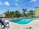 Backyard pool featuring a beautiful canal view surrounded by tropical landscaping at 8722 Hickorywood Ln, Tampa, FL 33615