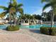 Beautiful community pool area surrounded by lush landscaping and swaying palm trees at 11318 Laurel Brook Ct, Riverview, FL 33569