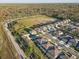 Overhead shot of the property, emphasizing the surrounding landscape and neighborhood layout at 11422 Calusa Trails Way, Riverview, FL 33569