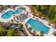 Community's multiple pools offer residents a refreshing retreat, complete with loungers and tropical palms at 17212 Balance Cv, Land O Lakes, FL 34638